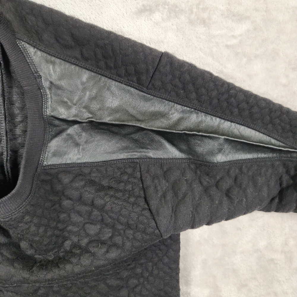 La Classe Couture Black Textured Mini Sweatshirt Dress S Faux Leather Details - Picture 10 of 11